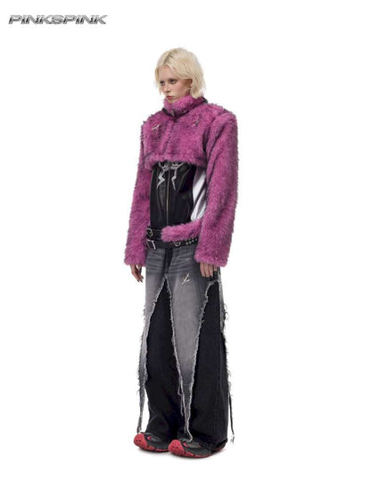 Gradient Fur Short Turtleneck Jacket【s0000015116】