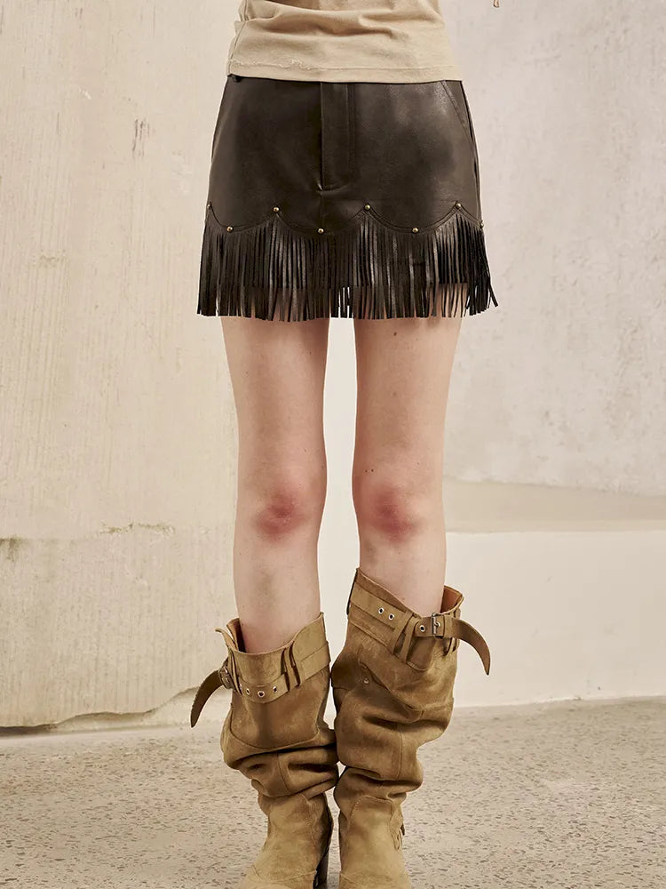 Fringe-Trimmed Mini Skirt【s0000014048】