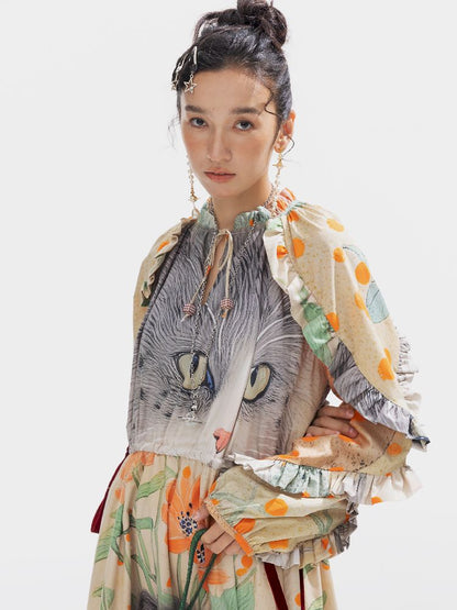 인쇄 된 길고 느슨한 드레스 [S0000011312]