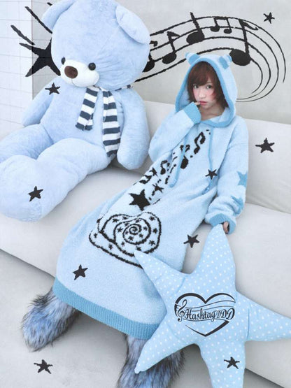 Antique Ghost Horse Hooded Knit Dress【s0000014688】