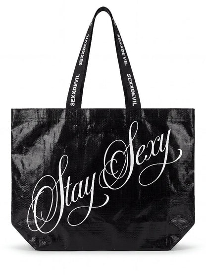 Large Capacity Logo Print Woven Bag【s0000018567】
