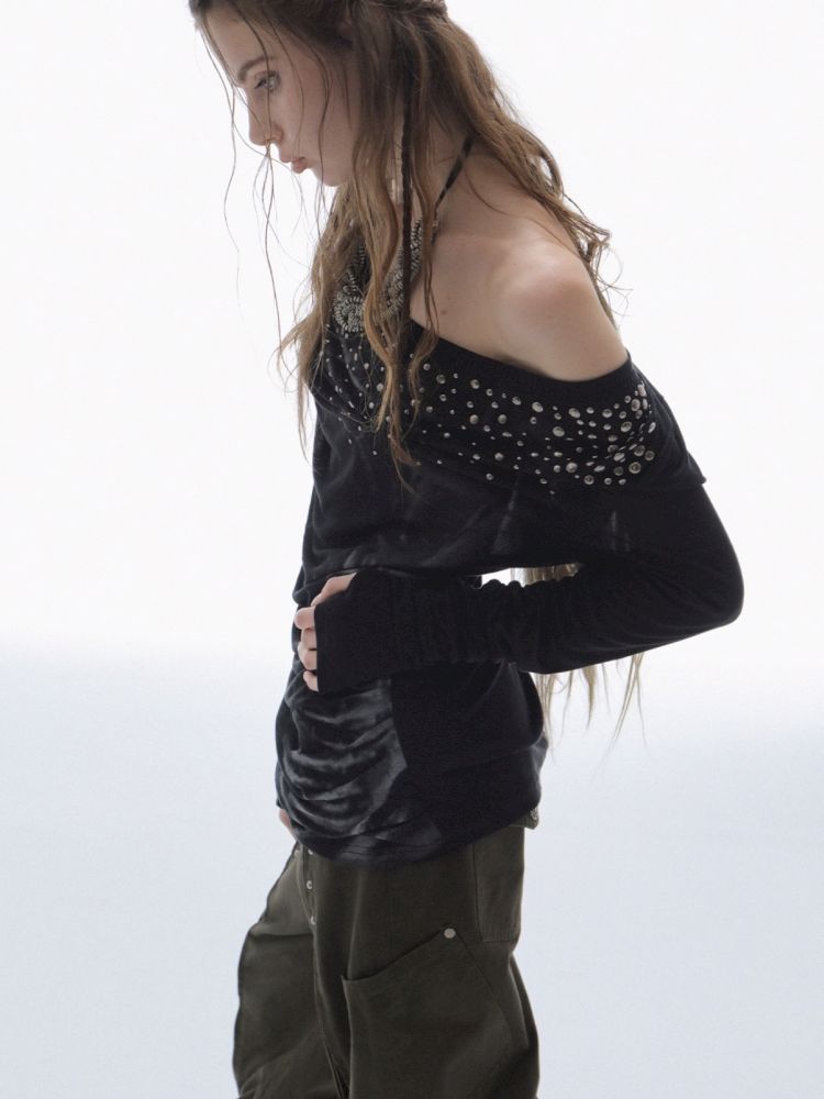 Embellished Vintage Print Base Layer Top【s0000013901】