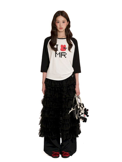 Lightweight cake-style midi skirt【s0000012568】