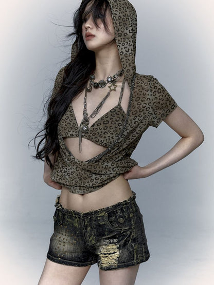 Metallic Leopard Mesh Hottie Short Sleeve T-Shirt [S0000008998]