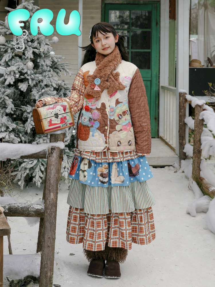 Doll Print Reversible Quilted Jacket【s0000015106】