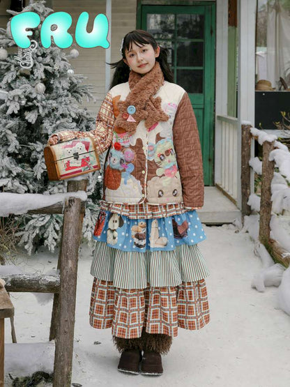 Doll Print Reversible Quilted Jacket【s0000015106】