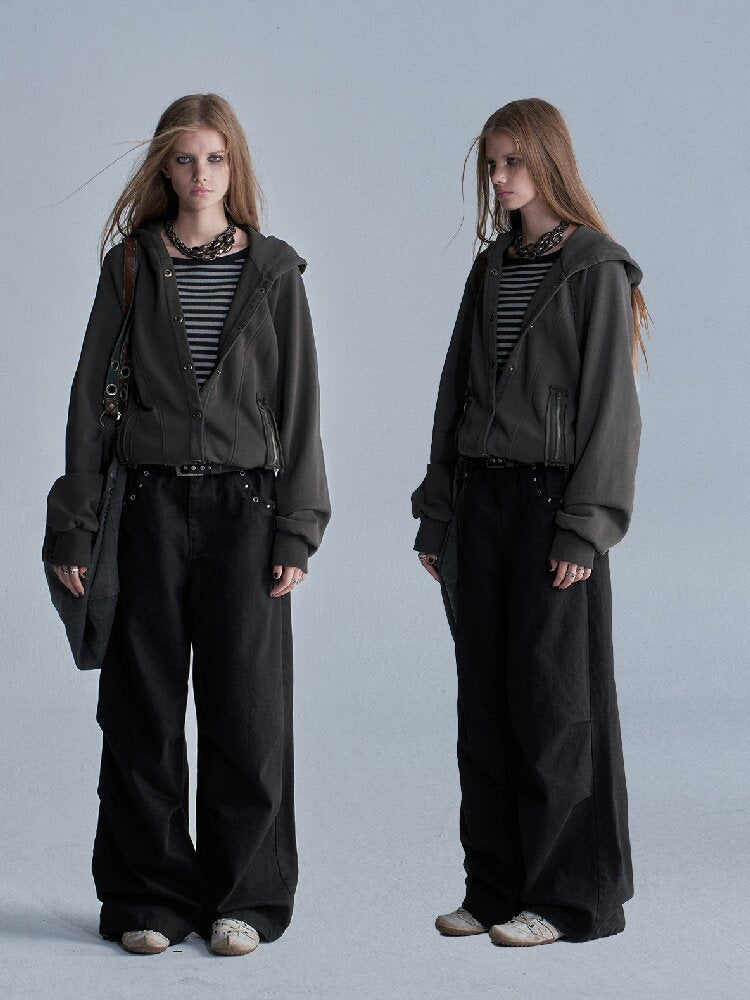 Terry Hooded Split Loose Sweatshirt【s0000018468】