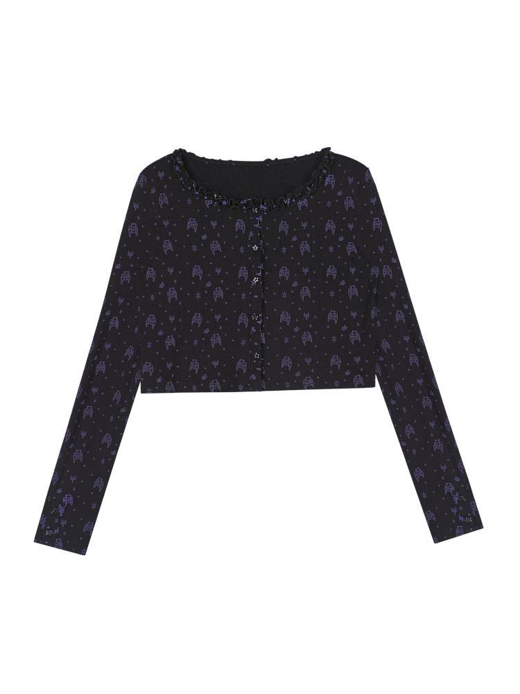 Bear Print Knit Camisole Jacket Cardigan【s0000013368】