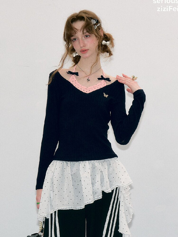Polka Dot Halter Neck Top【s0000017879】