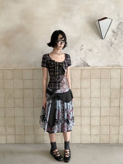 Jacquard Cross Vintage Maxi Skirt【s0000018085】