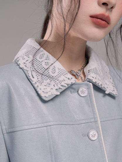 Detachable Lace Waist Leather Jacket【s0000015745】