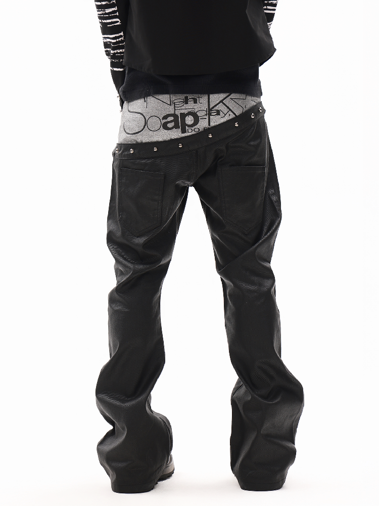 Dark Silver Curved Blade Waxed Jeans【s0000018348】