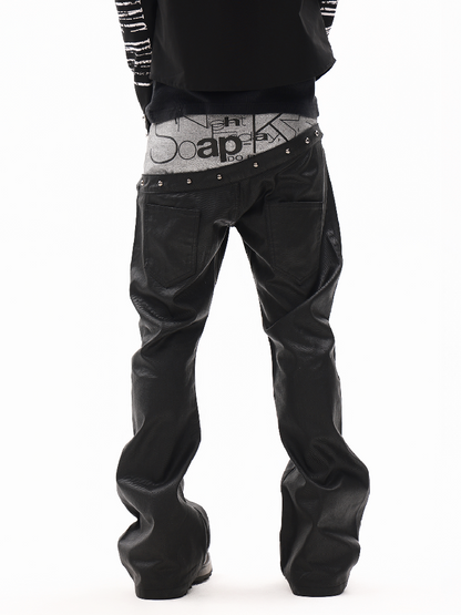 Dark Silver Curved Blade Waxed Jeans【s0000018348】