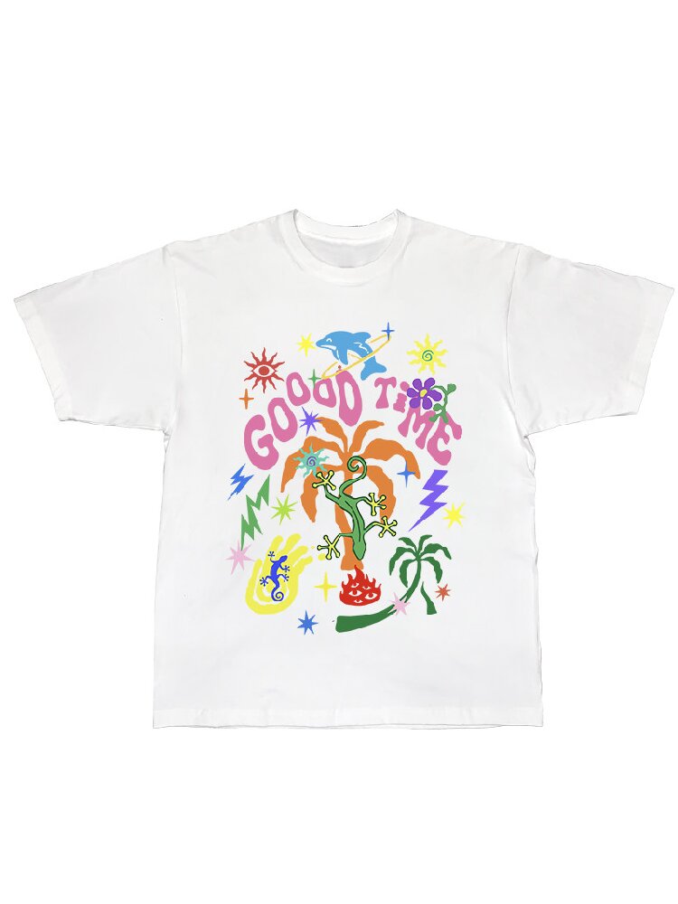 American Graffiti Print Loose T Shirt【s0000017112】