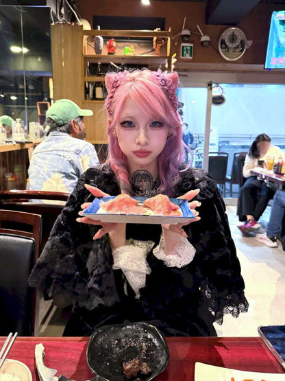 Little Rabbit Fluffy Rose Lace Cloak【s0000014681】