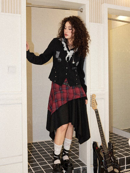 Punk Plaid Patchwork Irregular Skirt【s0000017899】