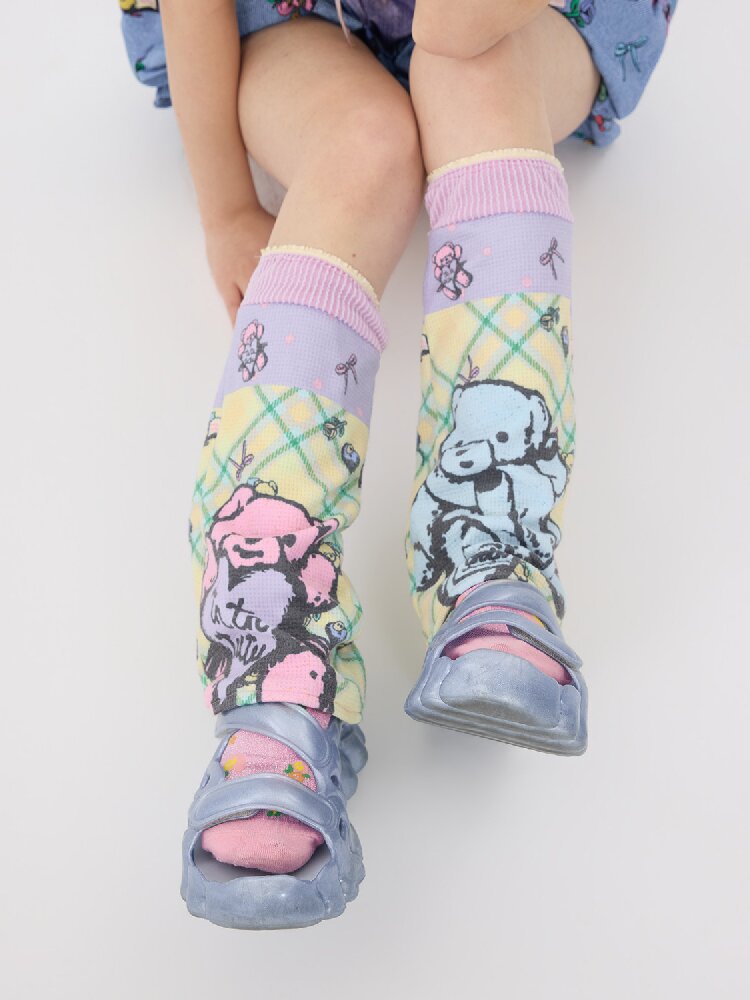 Bear Print Lace Stack Socks【s0000016708】