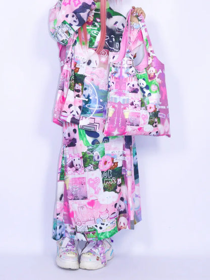 Elastic Waist Cute Print Midi Skirt【s0000013982】