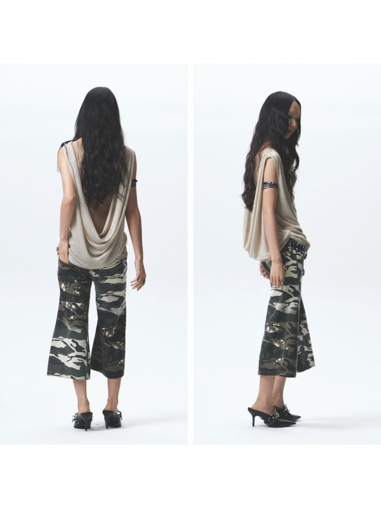 Loose-fitting, reversible printed vest【s0000012679】