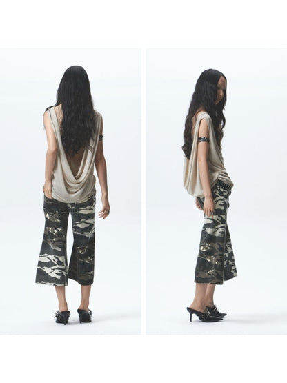 Loose-fitting, reversible printed vest【s0000012679】
