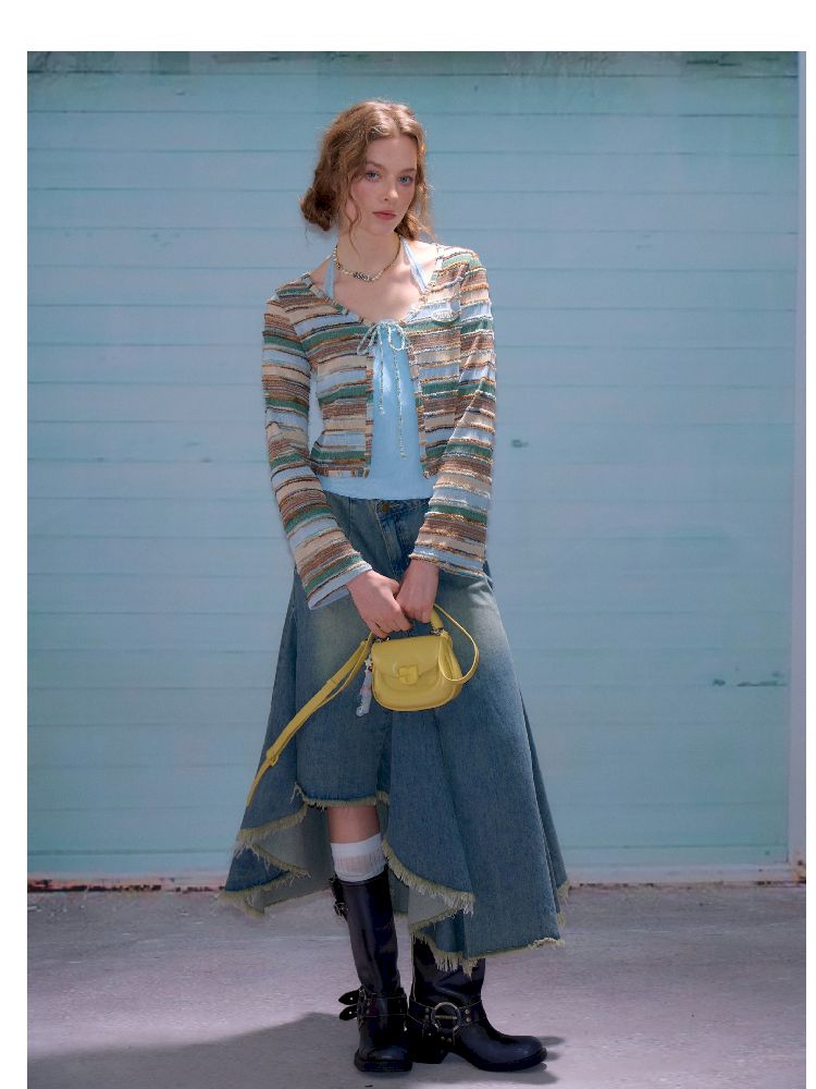 Stripe Long Sleeve Sunscreen Knitted Cardigan【s0000011683】