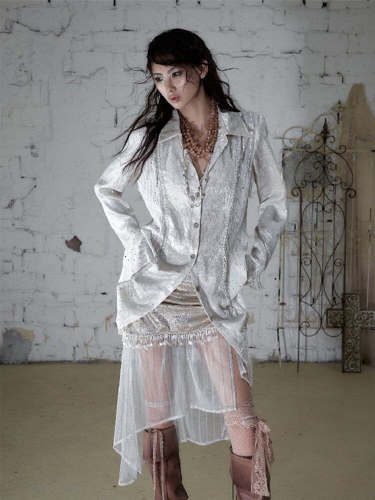Baroque Chain Satin Long Shirt【s0000017240】