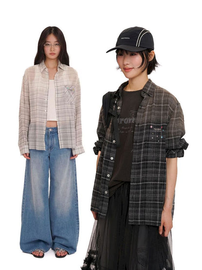 Gradient spray horsey loose shirt jacket【s0000013423】