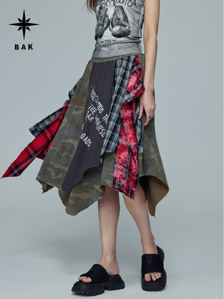 Camouflage Plaid Spliced Skirt【s0000016687】
