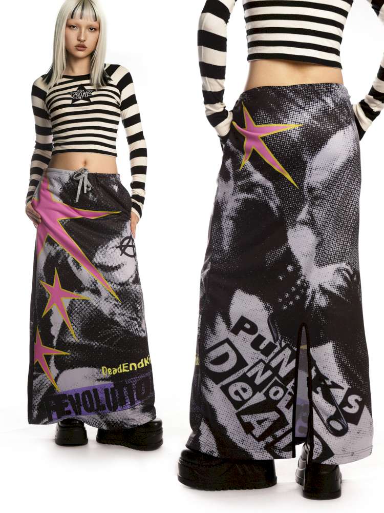 Vintage Printed Skirt Casual Loose Sweatshirt【s0000014905】