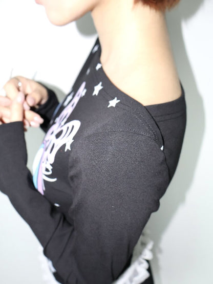 Star Comic Eye Boat Neck Top【s0000018666】