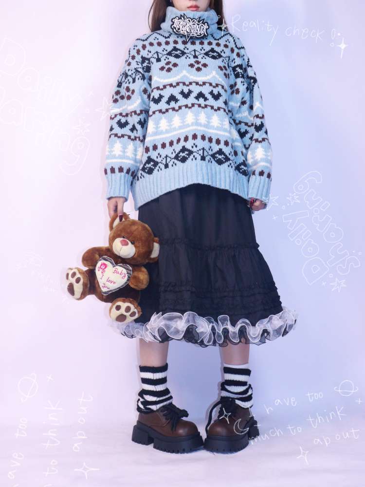 Patchwork A-Line Lace Long Skirt【s0000014625】