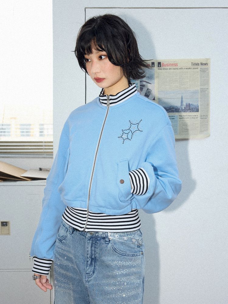 Starfish Hot Rhinestone Sweatshirt Jacket【s0000012278】