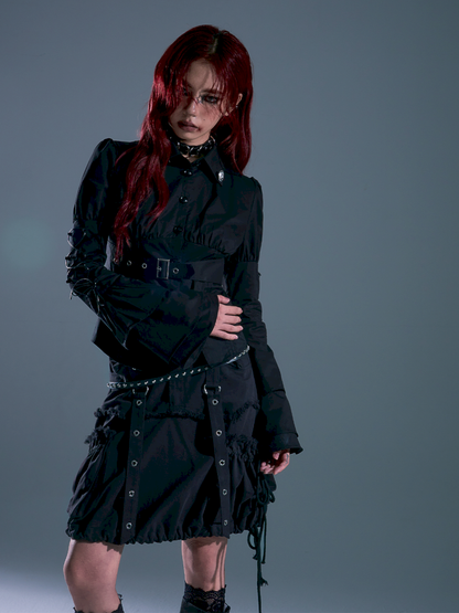 Cinched Waist Long-Sleeve Shirt【s0000013913】