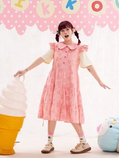 Animal Angel Fly Sleeve Pink Dress【s0000013188】