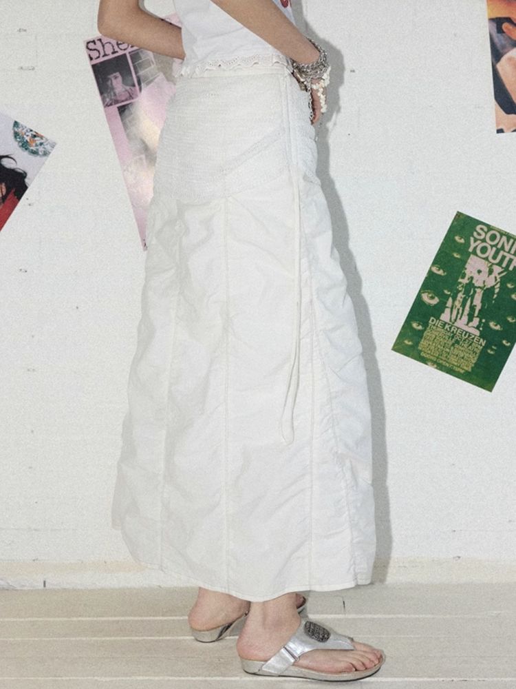 Mesh splicing pumped pleated bustle skirt【s0000012287】