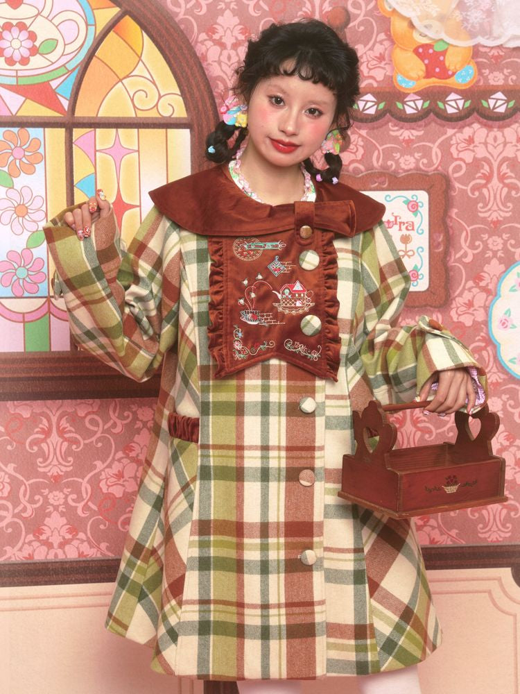 Tweed Lapel Skinny Mid-Length Coat【s0000011182】