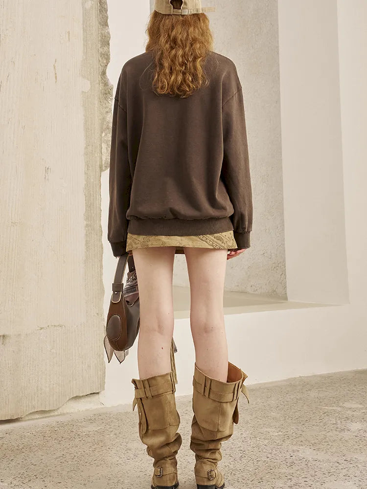 Oversized Long-Sleeve Pullover Sweatshirt【s0000014050】