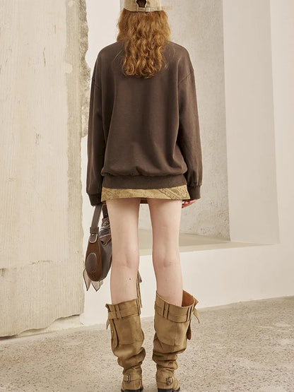 Oversized Long-Sleeve Pullover Sweatshirt【s0000014050】