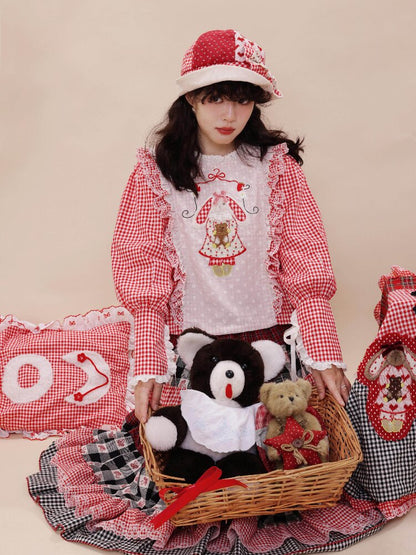 Pastoral Embroidered Plaid Sleeve【s0000019282】
