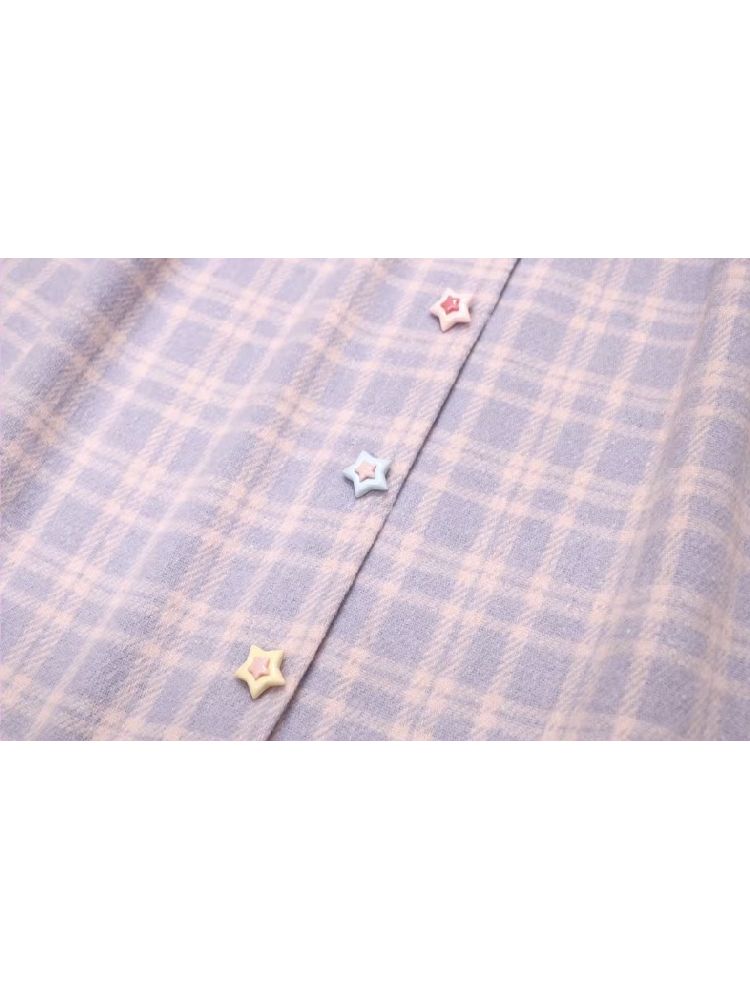 Purple Pink Plaid Peplum A-line Skirt【s0000005256】