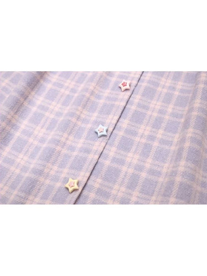 Purple Pink Plaid Peplum A-line Skirt【s0000005256】