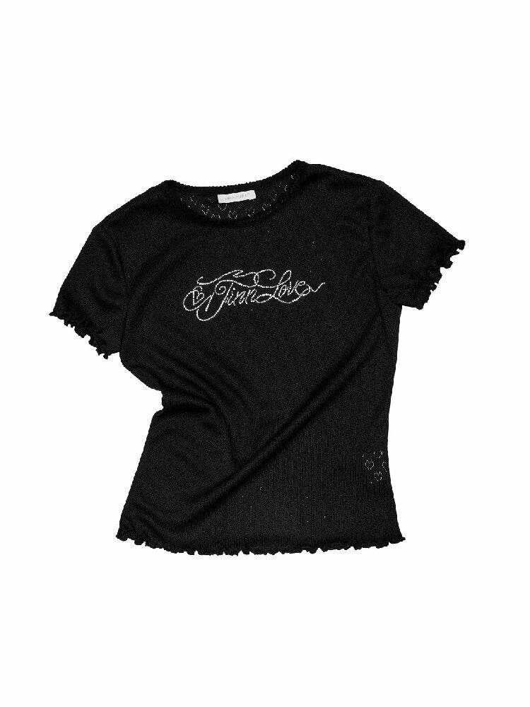 Diamond Lace Slim Short Sleeve T-Shirt【s0000016909】
