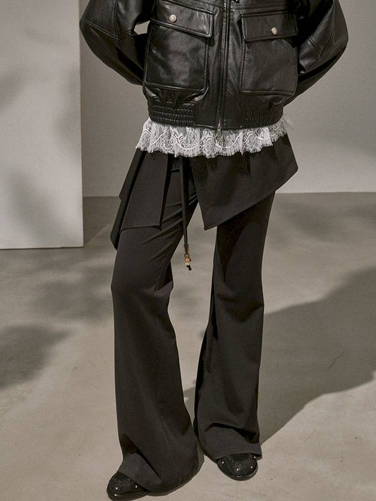 Beaded Drawstring Relaxed Fit Trousers【s0000014408】