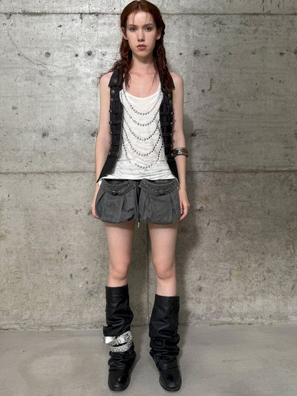 Washed Cotton Mid-Rise Shorts【s0000012834】