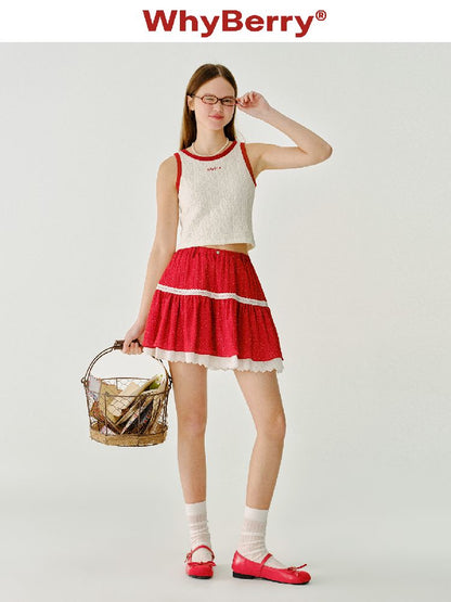Lace Slim Colorblocking Vest【s0000011989】