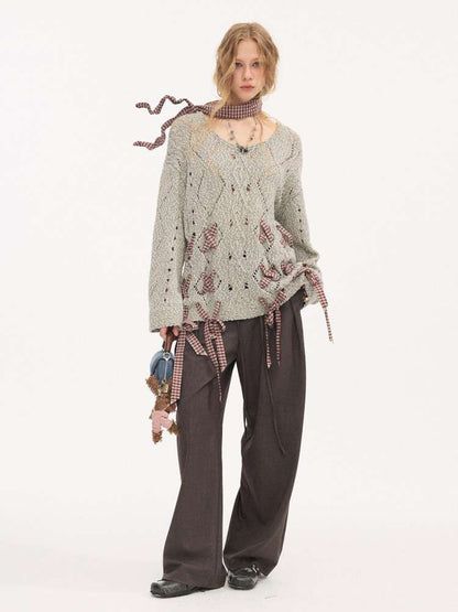 Strappy Rhombus Openwork Sweater【s0000015407】