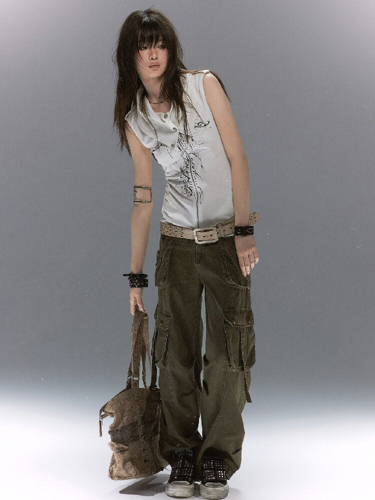 Double Waist Distressed Workwear【s0000017855】