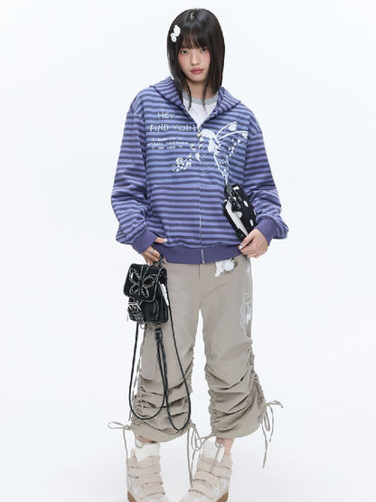 Vintage Striped Hooded Sweatshirt【s0000016380】