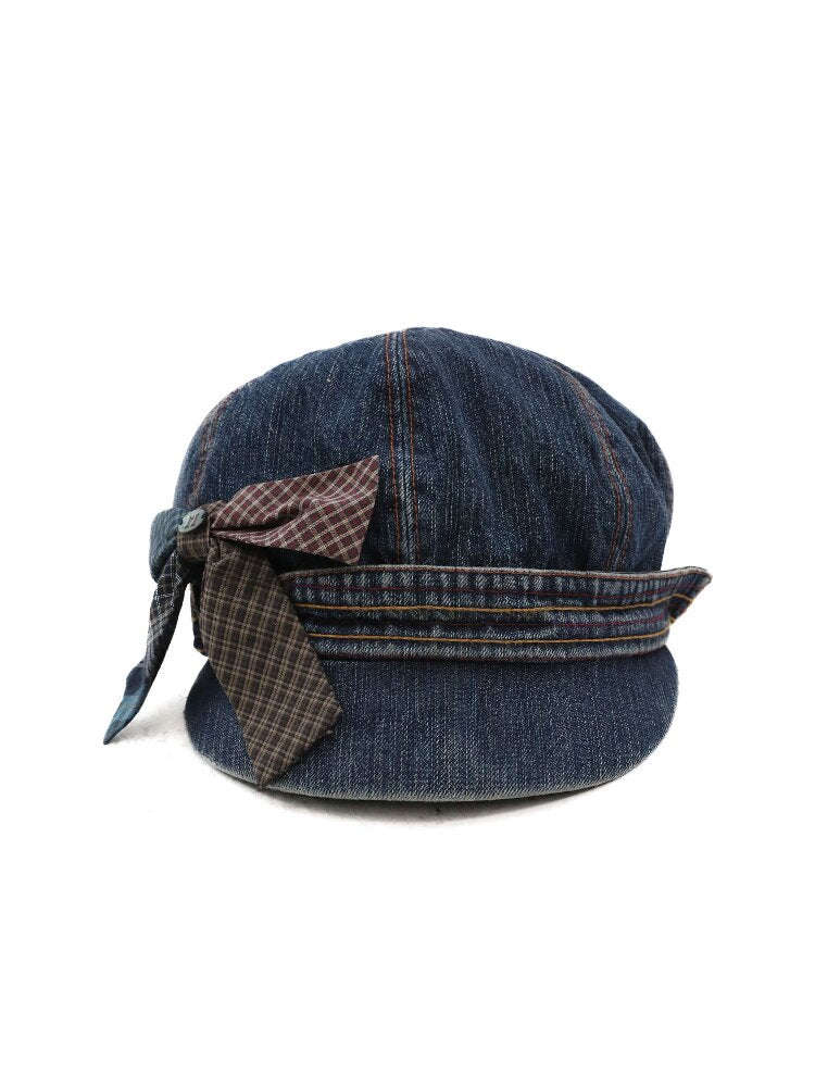 Big Bow Check Panelled Denim Hat【s0000016126】
