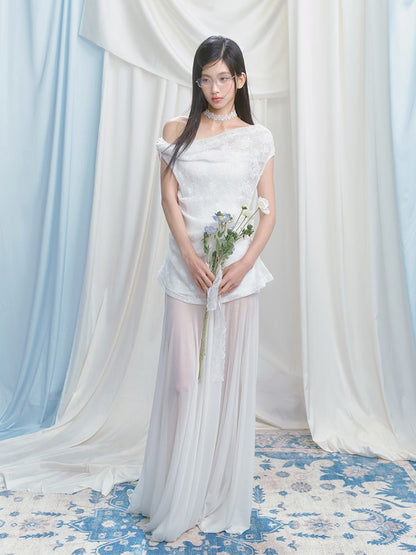 French lace pressed pleated dress【s0000012147】